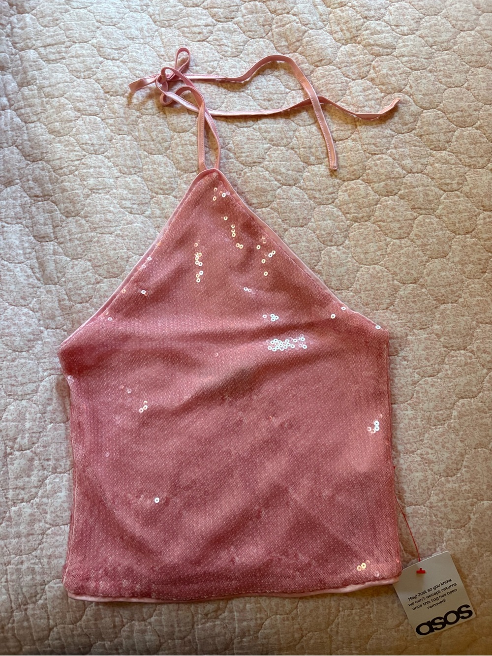 ASOS pink Sequin Halter Top
